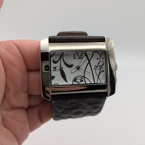 Rockwell Vanessa Leather Watch Embossed Brown Tan Womens Jewelry Wristwatch